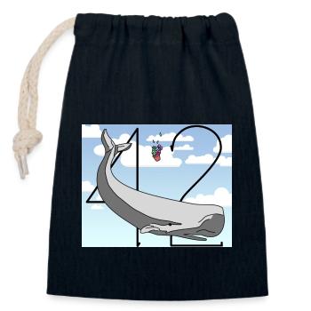 H2G2 Fan Art. Sperm whale and petunia falling. 42 - Closable cotton gift bag (14x20cm) - navy - Front
