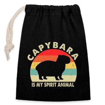 Capybara - Verschließbarer Geschenkbeutel aus Baumwolle (14x20cm) - Schwarz - Vorne