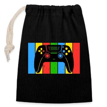 Vintage Retro Gaming Controller - Verschließbarer Geschenkbeutel aus Baumwolle (14x20cm) - Schwarz - Vorne