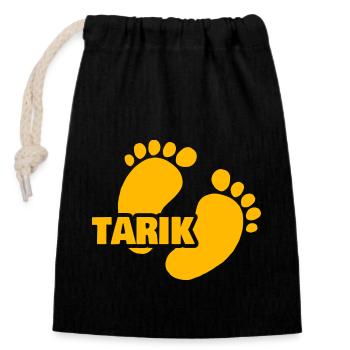 Tarik - Closable cotton gift bag (14x20cm) - black - Front