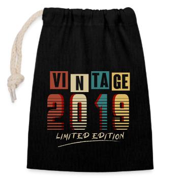 Vintage 2019: Limited Edition - 6th Anniversary. - Closable cotton gift bag (14x20cm) - black - Front