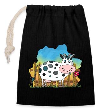 Cow - Closable cotton gift bag (14x20cm) - black - Front