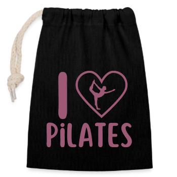 I love pilates - Sac cadeau en coton avec cordon (14 x 20 cm) - noir - Devant