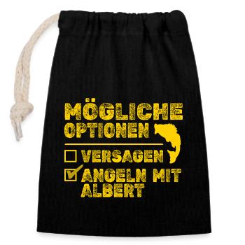 Geschenk für Albert - Verschließbarer Geschenkbeutel aus Baumwolle (14x20cm) - Schwarz - Vorne