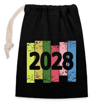 Funny 2028 - Closable cotton gift bag (14x20cm) - black - Front