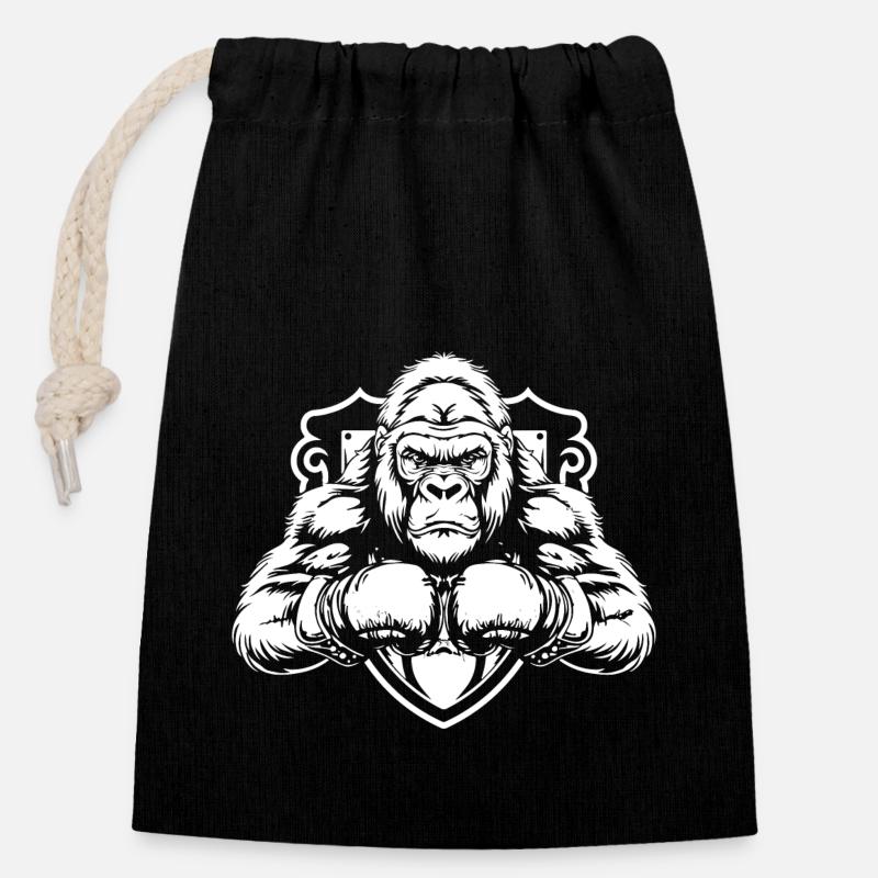Gorilla Boxer Martial Arts MMA - Closable cotton gift bag (14x20cm) - black
