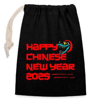 Chinese New Year asia - Closable cotton gift bag (14x20cm) - black - Front