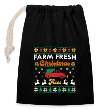 Farm Fresh Christmas Trees - Sac cadeau en coton avec cordon (14 x 20 cm) - noir - Devant