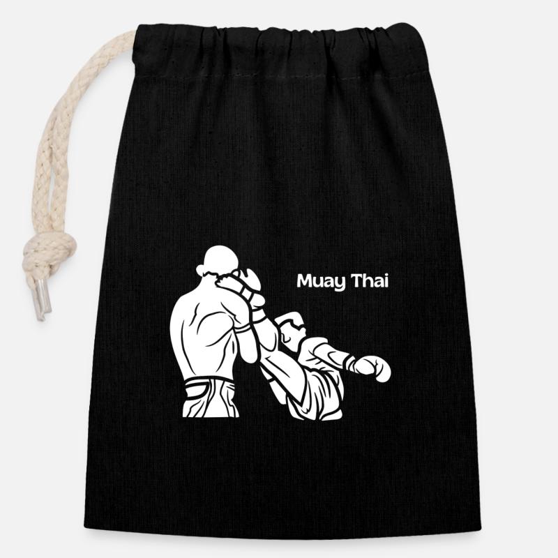 Muay Thai - Closable cotton gift bag (14x20cm) - black