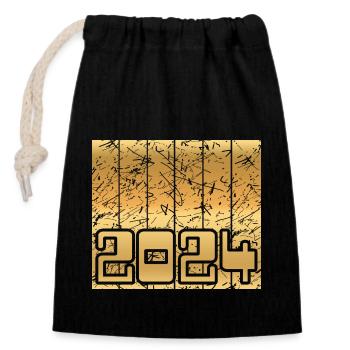 Born 2024 - Closable cotton gift bag (14x20cm) - black - Front
