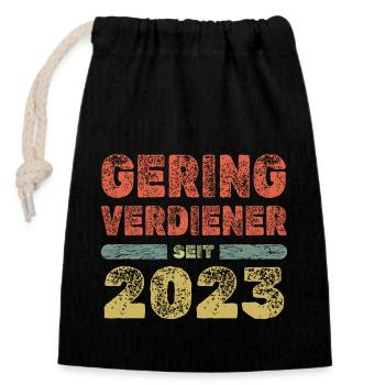 Year 2023 - Closable cotton gift bag (14x20cm) - black - Front