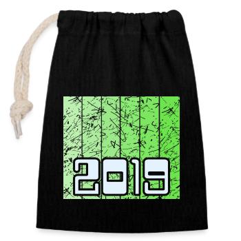 2019 - Closable cotton gift bag (14x20cm) - black - Front