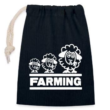 Farmer Evolution Mouton - Sac cadeau en coton avec cordon (14 x 20 cm) - bleu marine - Devant