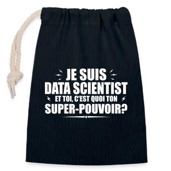 Ich bin Data Scientist. Deine Superkraft? - Verschließbarer Geschenkbeutel aus Baumwolle (14x20cm) - Navy - Vorne