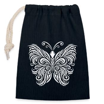 Schmetterling Butterfly - Verschließbarer Geschenkbeutel aus Baumwolle (14x20cm) - Navy - Vorne