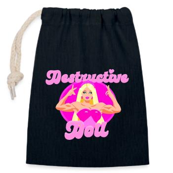 Gym BADDIE poupée - Sac cadeau en coton avec cordon (14 x 20 cm) - bleu marine - Devant