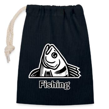 Perche attrapée - Fishing Design - Sac cadeau en coton avec cordon (14 x 20 cm) - bleu marine - Devant