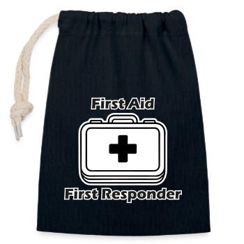 Medical Equipment - "First Aid, First Responder" - Closable cotton gift bag (14x20cm) - navy - Front