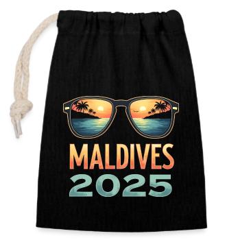 Maldives 2025 - Vacay Mermaid - Closable cotton gift bag (14x20cm) - black - Front