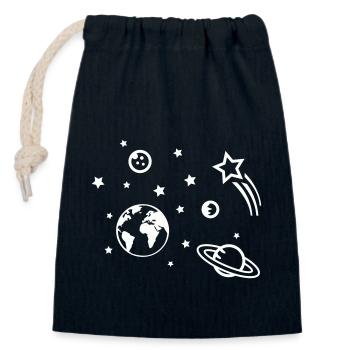 universum weltraum - Verschließbarer Geschenkbeutel aus Baumwolle (14x20cm) - Navy - Vorne