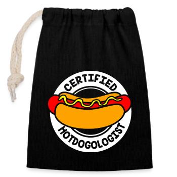 Hot Dog Snack - Closable cotton gift bag (14x20cm) - black - Front