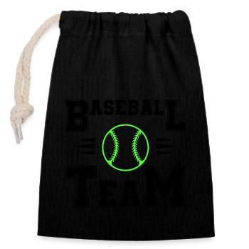 Baseball Team - Closable cotton gift bag (14x20cm) - black - Front