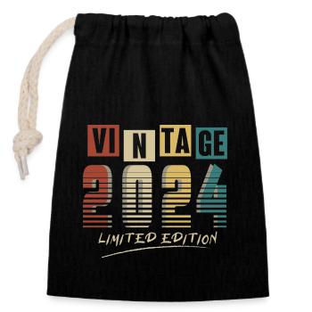 2024 Jahrgang 2024 geboren im Jahr 2024 Geburtstag. Jahr 2 - Verschließbarer Geschenkbeutel aus Baumwolle (14x20cm) - Schwarz - Vorne
