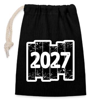 2027 - Sac cadeau en coton avec cordon (14 x 20 cm) - noir - Devant