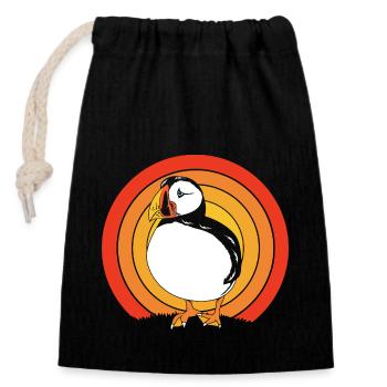 Papageientaucher Puffin - Verschließbarer Geschenkbeutel aus Baumwolle (14x20cm) - Schwarz - Vorne