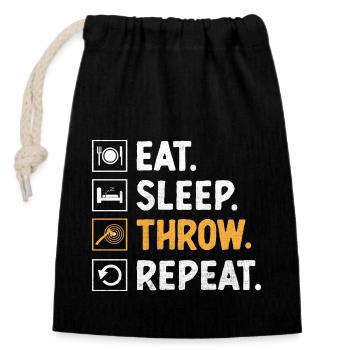 Eat Sleep Throw Repeat Axe Throwing Hatchet - Closable cotton gift bag (14x20cm) - black - Front