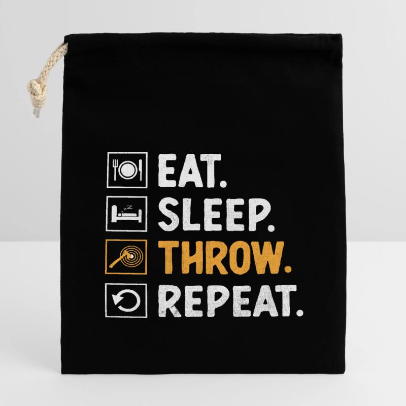 Manger dormir lancer Répéter Hache de lancer de hache Sac cadeau en coton avec cordon (14 x 20 cm)