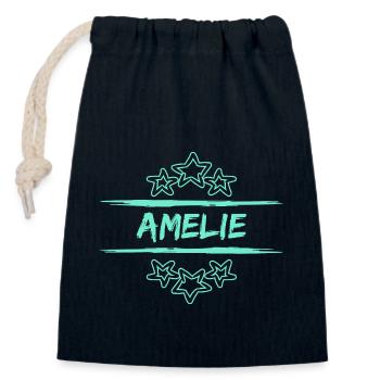 Amélie Amélie - Sac cadeau en coton avec cordon (14 x 20 cm) - bleu marine - Devant