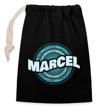 Geschenk für Marcel - Verschließbarer Geschenkbeutel aus Baumwolle (14x20cm) - Schwarz - Vorne