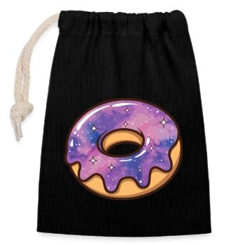 Kosmische Galaxie Donut - Verschließbarer Geschenkbeutel aus Baumwolle (14x20cm) - Schwarz - Vorne