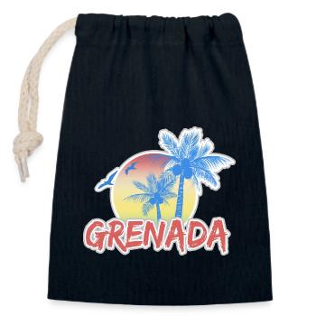 Vacances Grenade - Sac cadeau en coton avec cordon (14 x 20 cm) - bleu marine - Devant