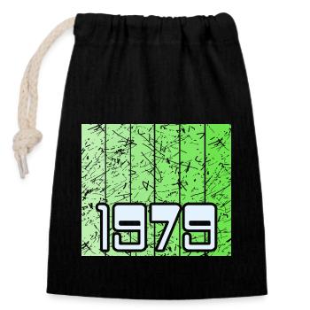 Vert 1979 - Sac cadeau en coton avec cordon (14 x 20 cm) - noir - Devant
