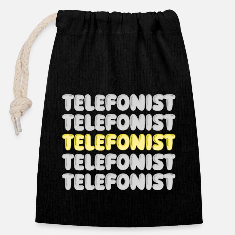 Arbeit Telefonist - Verschließbarer Geschenkbeutel aus Baumwolle (14x20cm) - Schwarz