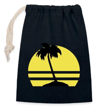 Île Palm - Sac cadeau en coton avec cordon (14 x 20 cm) - bleu marine - Devant