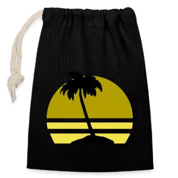 Palm Island - Closable cotton gift bag (14x20cm) - black - Front
