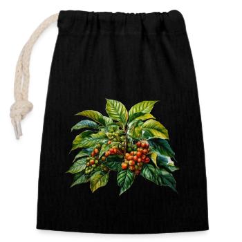 Kaffeepflanze Barista Kaffeetrinken - Verschließbarer Geschenkbeutel aus Baumwolle (14x20cm) - Schwarz - Vorne