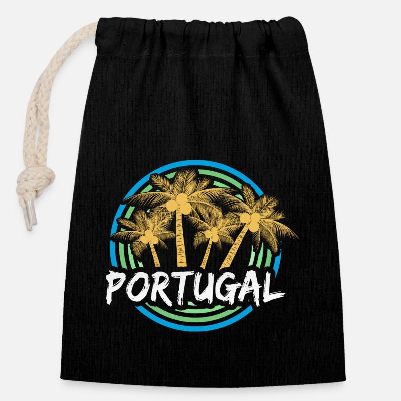 Portugal - Closable cotton gift bag (14x20cm) - black