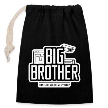 CONTROL YOUR EVERY STEP BIG BROTHER - Closable cotton gift bag (14x20cm) - black - Front