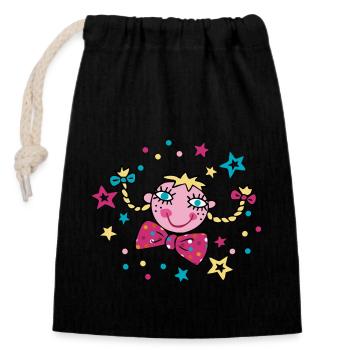 Fasching Konfetti Girl - Verschließbarer Geschenkbeutel aus Baumwolle (14x20cm) - Schwarz - Vorne
