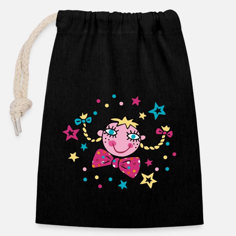Fasching Konfetti Girl - Verschließbarer Geschenkbeutel aus Baumwolle (14x20cm) - Schwarz
