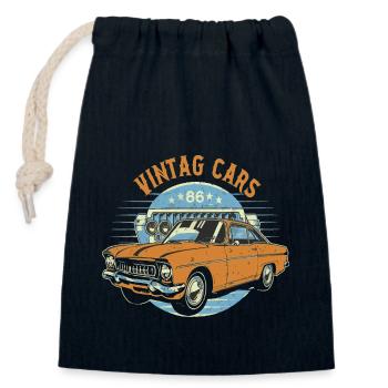 Oldtimer-Enthusiasten - Verschließbarer Geschenkbeutel aus Baumwolle (14x20cm) - Navy - Vorne