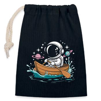Ein Astronaut, Boot, Paddelboot - Verschließbarer Geschenkbeutel aus Baumwolle (14x20cm) - Navy - Vorne