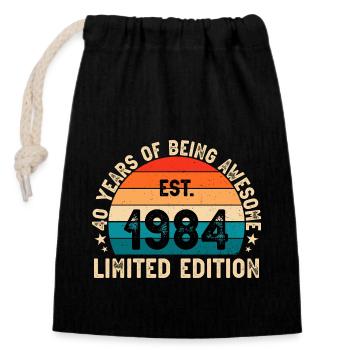 Génial depuis 1984 40 geb blablablaaa - Sac cadeau en coton avec cordon (14 x 20 cm) - noir - Devant