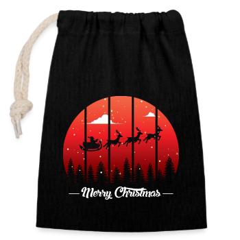 Noël 1er - Sac cadeau en coton avec cordon (14 x 20 cm) - noir - Devant