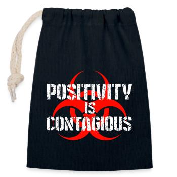 La positivité est contagieuse – Répandez de bonnes vibrations - Sac cadeau en coton avec cordon (14 x 20 cm) - bleu marine - Devant