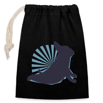3441 dogyogaTshirt PR t shirt - Verschließbarer Geschenkbeutel aus Baumwolle (14x20cm) - Schwarz - Vorne